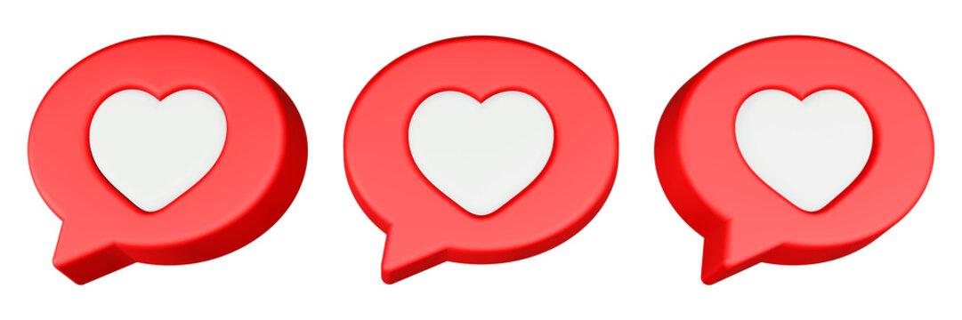 love pot icon 3d render red bubble