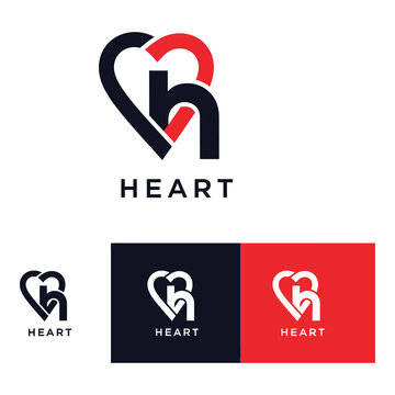 Heart logo design with letter H and heart shape symbol icon