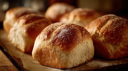 Golden hand-shaped brioche rolls dusted with flour, showcasing a light and airy texture perfect for any meal.