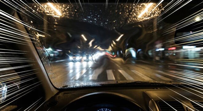 Night driving vision simulation with wet macular degeneration