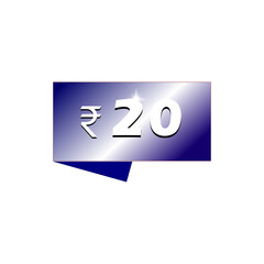 Glossy Blue Color Price Tag Showing ₹20 Discount Offer for Retail Sale Promotion, PNG, Transparent