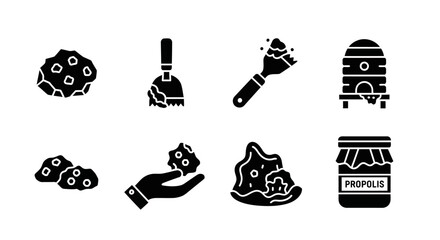 Beekeeping icons set illustrating various aspects of apiculture and honey production © Adam