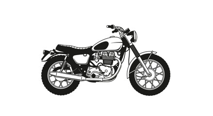 Obraz premium Classic Motorcycle Illustration, Vintage Bike, Retro Style, Black and White Vector Art