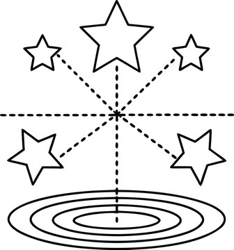 stars reflected in water for orientation line art vector illustration on transparent background