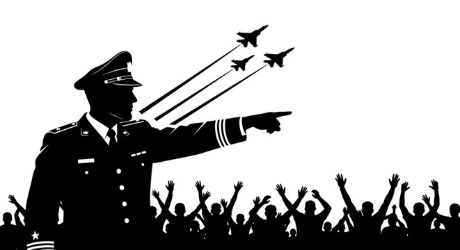 Military Leader Directs Air Force Jets Over Cheering Crowd