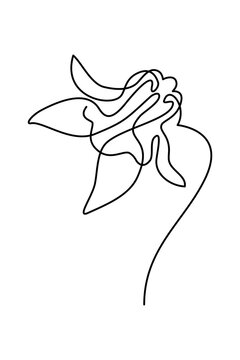 Aquilegia flower in continuous line art drawing style. Columbine blooming black linear sketch isolated on white background. Vector illustration