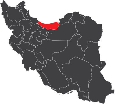 Alborz Province Map of Iran Silhouette with Regions Vector Illustration