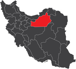 Obraz premium Semnan Province Map of Iran Silhouette with Regions Vector Illustration