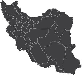 Obraz premium Isolated Map of Iran Silhouette with Provinces and Regions Vector Illustration