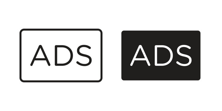 Ads icon concept. Silhouette, glyph symbol. Isolated design.
