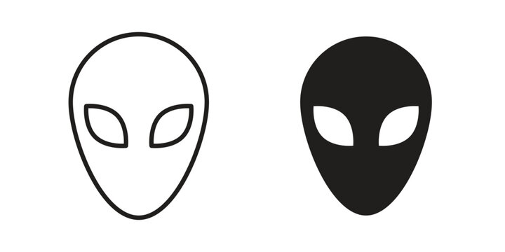 Alien icon concept. Silhouette, glyph symbol. Isolated design.