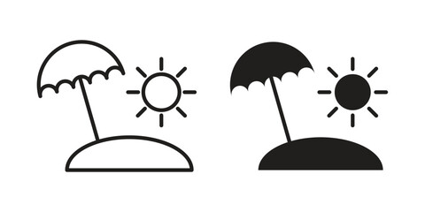 Beach icon concept. Silhouette, glyph symbol. Isolated design. © Siyan