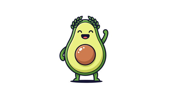 A cartoon avocado character with a smile.
