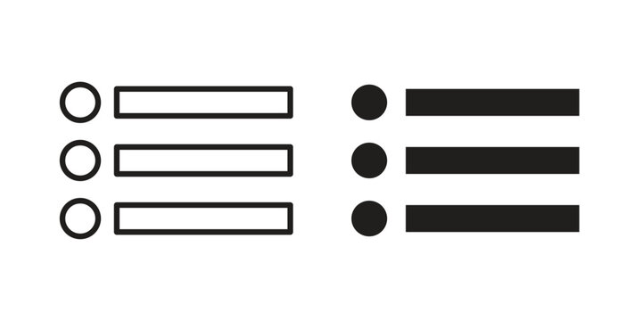 Bulleted list icon concept. Silhouette, glyph symbol. Isolated design.
