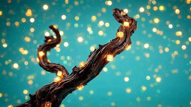 Twisted branch with glowing lights