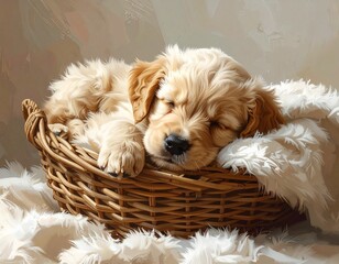  Baby-Welpe im K&ouml;rbchen