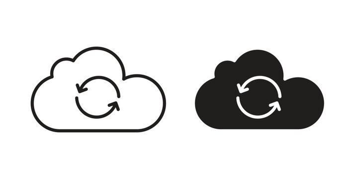 Cloud sync icon concept. Silhouette, glyph symbol. Isolated design.