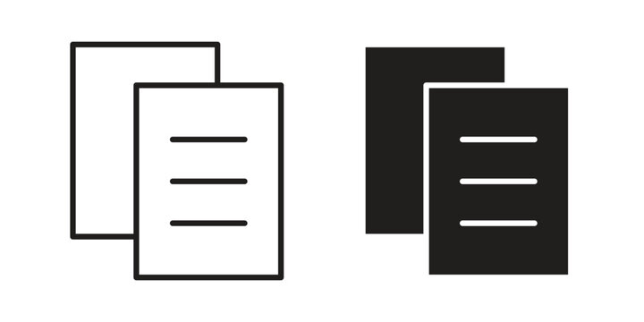 Copy icon concept. Silhouette, glyph symbol. Isolated design.