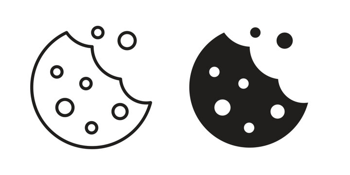 Cookie icon concept. Silhouette, glyph symbol. Isolated design.