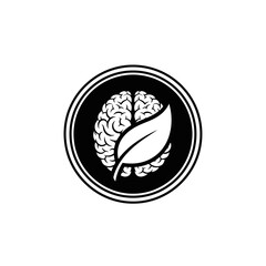 Brain and Leaf Icon: Symbolizing Nature, Growth, and Eco-Friendly Thinking