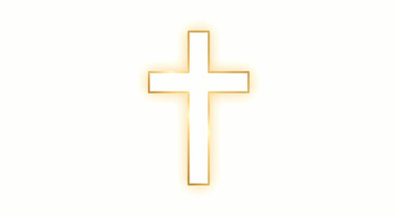 Obraz premium Glowing Golden Outline Cross Symbol of Easter Resurrection and Christian Faith