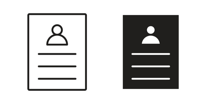 CV icon concept. Silhouette, glyph symbol. Isolated design.