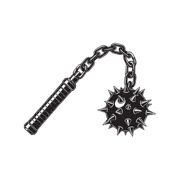 Vector illustration of a spiked flail weapon
