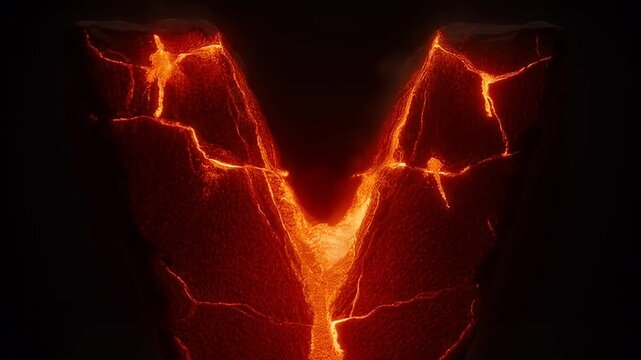 Spectacular Lava Flow Displayed in a Dramatic Volcanic Landscape Composition