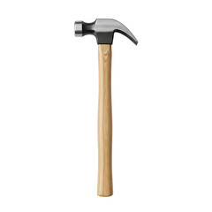 A hammer with a wooden handle on transparent background
