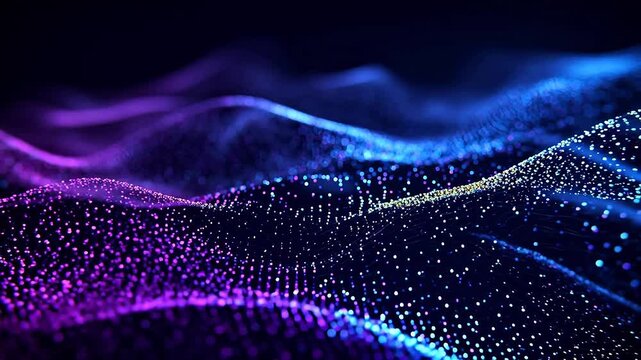 Abstract wave of glowing dots