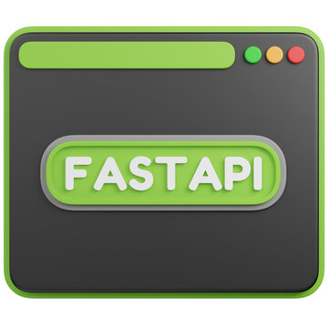 3D render  Browser Window with FastAPI Framework icon 