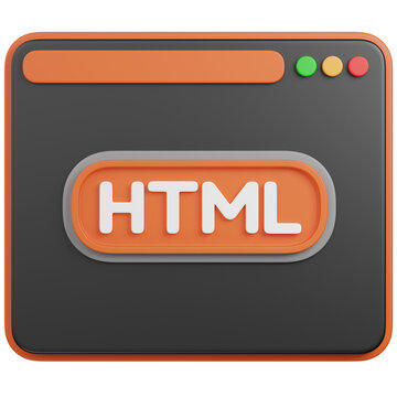 3D render HTML Browser Window Illustration