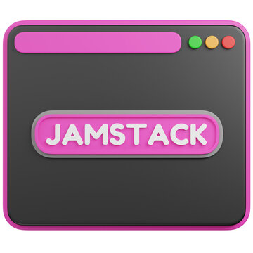 3D render ration of JAMstack Web Development Concept in a Browser Window icon 