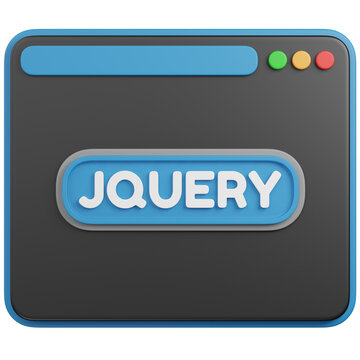 3D render Browser Window Displaying jQuery Programming Language icon 