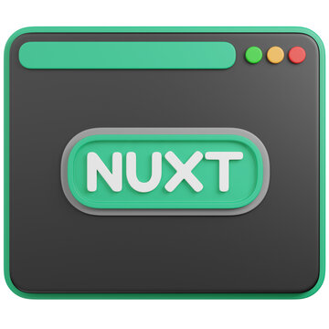 3d render Nuxt.js Web Framework in Browser Window icon 