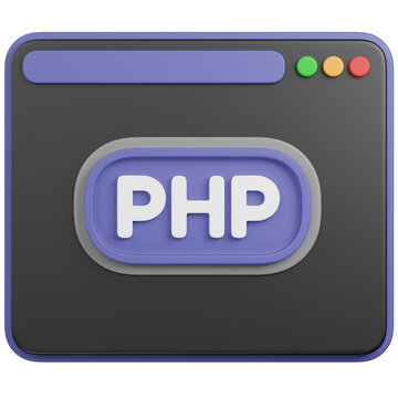 3D render  of PHP Programming Language in a Web Browser Window icon 