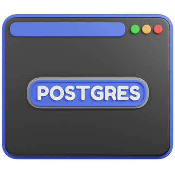 3D render  Postgres Database Software Interface icon 