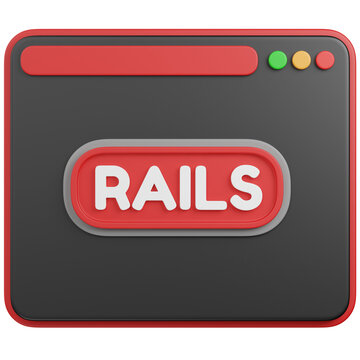 3D render  Rails Framework in Web Browser Interface icon 