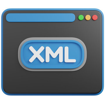 3D render Browser Window with XML Data Concept icon 