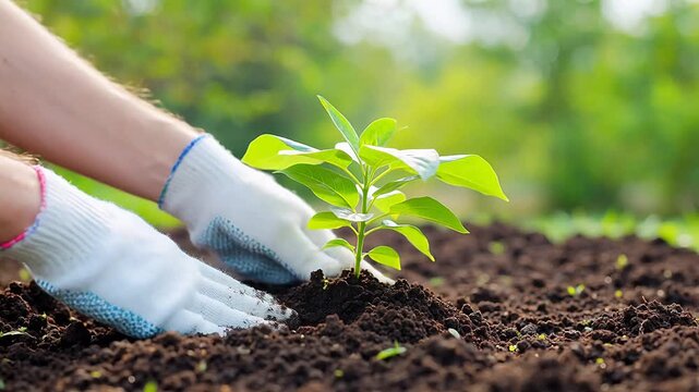 Person planting a small tree