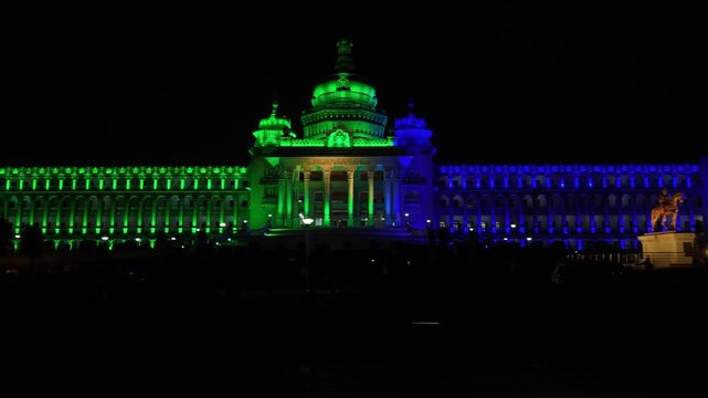 Bangalore Landmark Vidhana Soudha Night Hyperlapse _ Indian City.