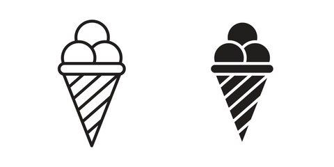 Ice cream icon concept. Silhouette, glyph symbol. Isolated design. © Siyan