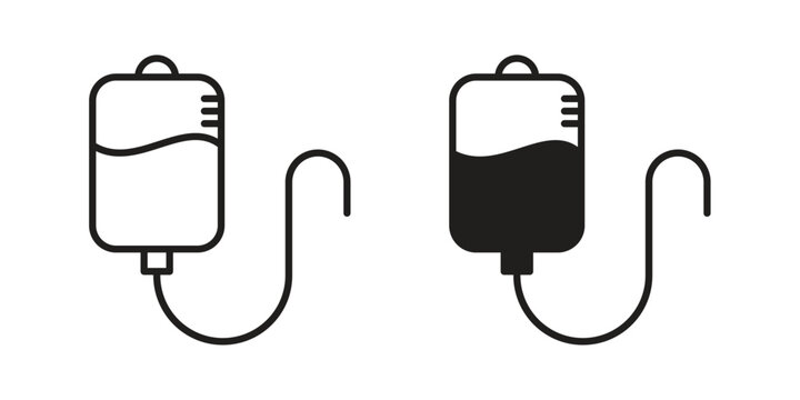 IV bag icon concept. Silhouette, glyph symbol. Isolated design.
