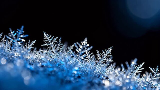Closeup of intricate snowflakes