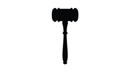 Fototapeta premium A stark black gavel illustration against a white background silhouette