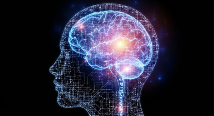Digital Illustration of Human Brain with Neural Network. © Cirayut