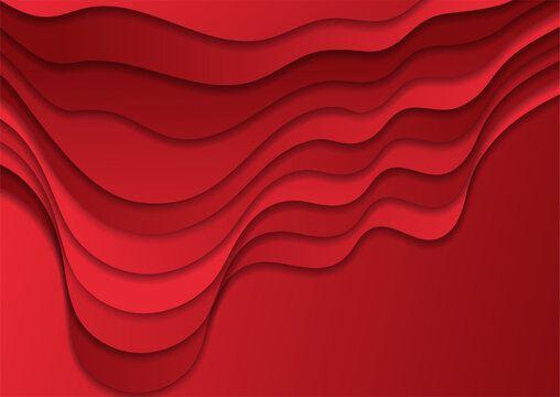 Red paper waves minimal abstract elegant corporate background. Vector graphic design