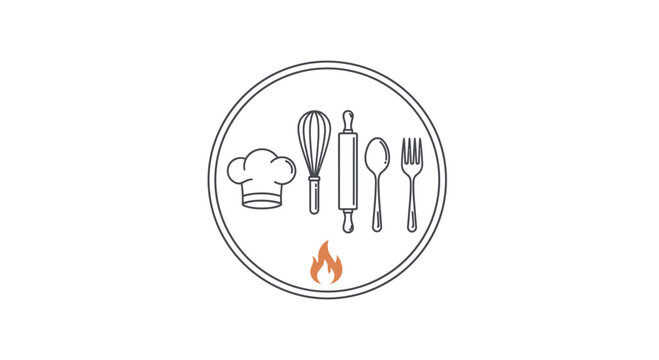 Cooking Utensils and Chef Hat Illustration.