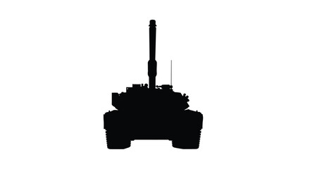 Fototapeta premium Dark silhouette of a modern battle tank against a white background silhouette