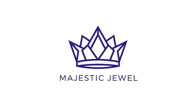 Majestic Jewel Crown Logo Design Illustration.